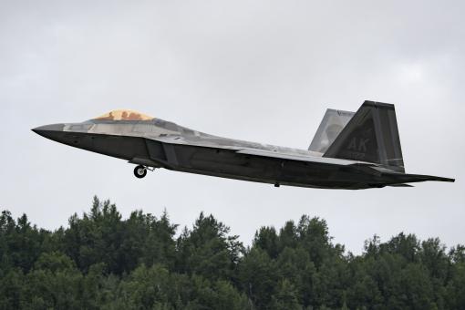A U.S. Air Force F-22 Raptor assigned to the 3rd Wing takes off
