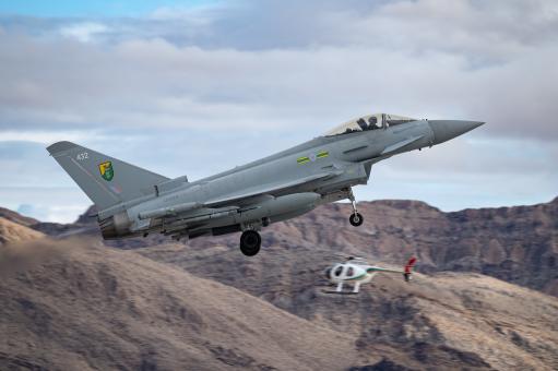 A Royal Air Force FGR-4 Typhoon takes off at Nellis