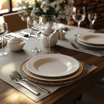 White plate on the dining table