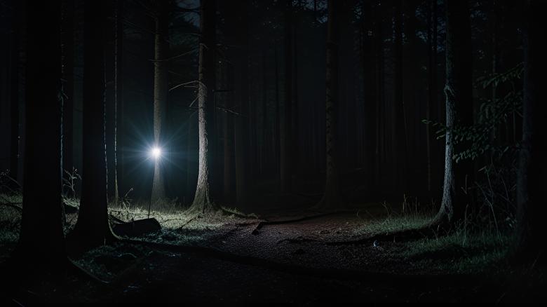 Free stock image of Flashlight Through Darkness in the Woods created by Infinity Focus