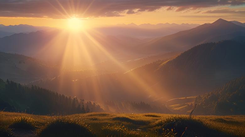 Free stock image of Sunrise over Mountains Landscape created by Infinity Focus