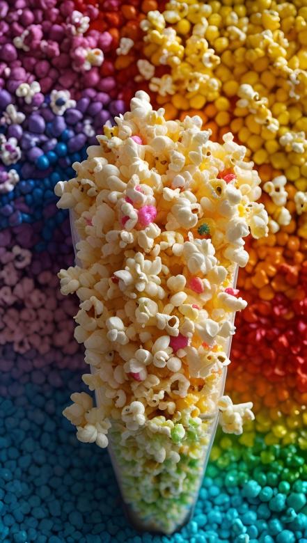 Free stock image of Popcorn in full rainbow colours created by Infinity Focus