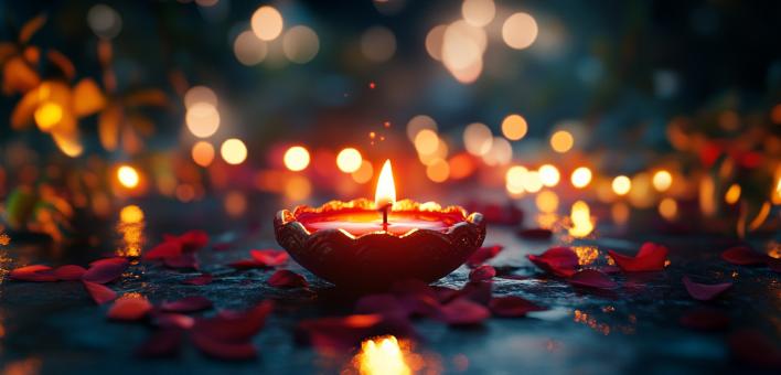 Traditional Diwali Lamps Setup