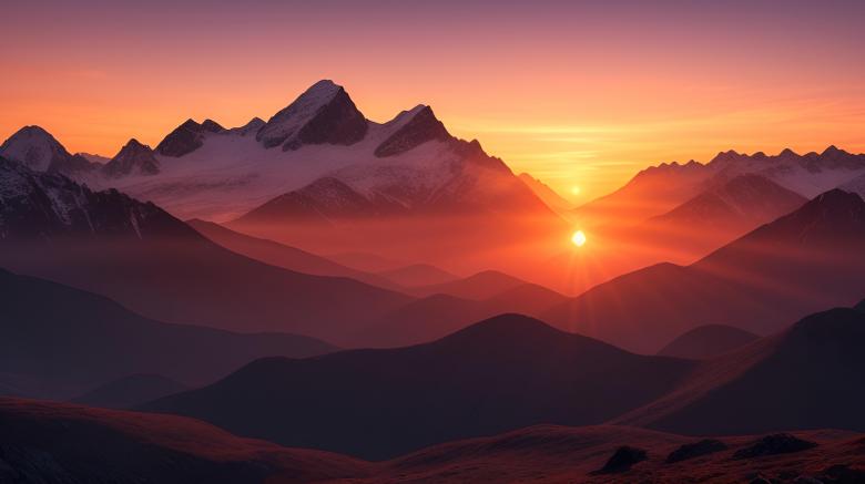 Free stock image of Sunset Over a Majestic Mountain Range created by Infinity Focus