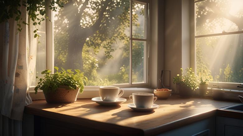 Free stock image of Sunlit Kitchen with Coffee by the Window created by Infinity Focus