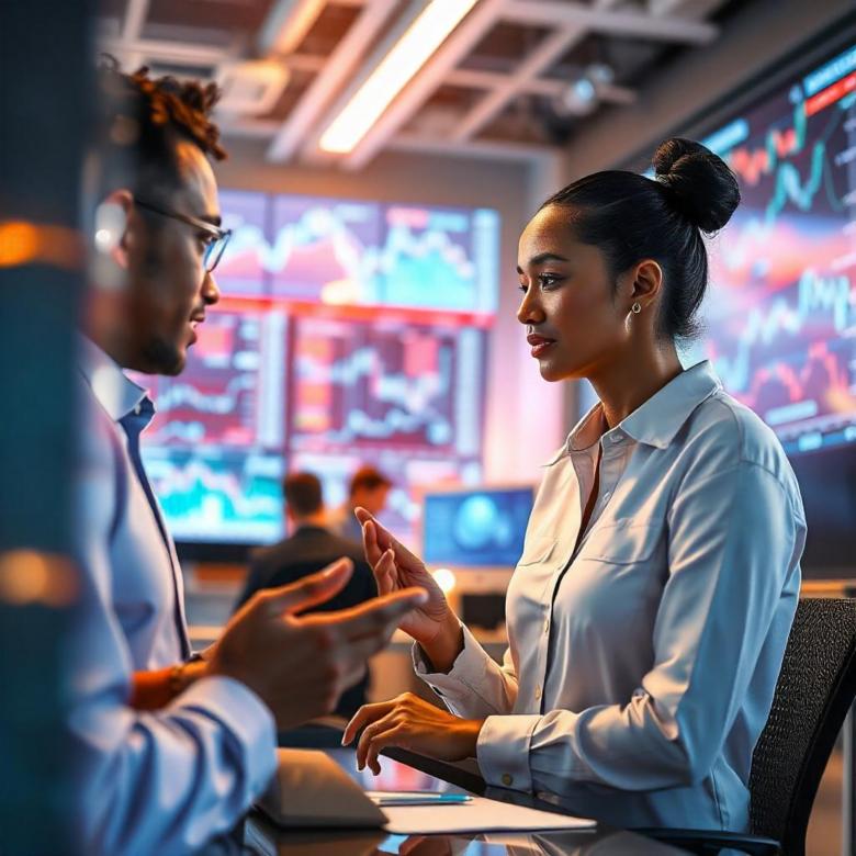 Free stock image of AI-powered trader with holographic trading panels. created by Adedokun Joel