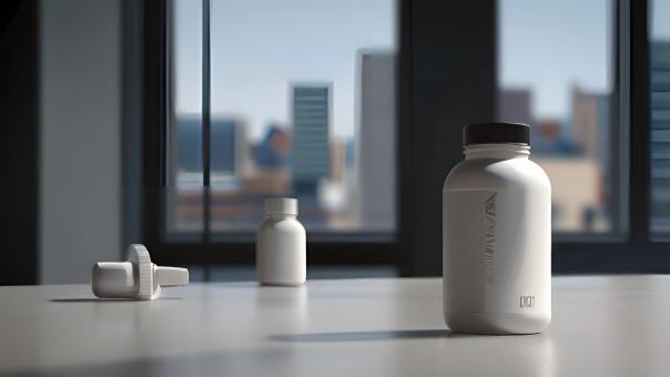 Minimalistic Matte White Supplement Bottle in Gym Setting