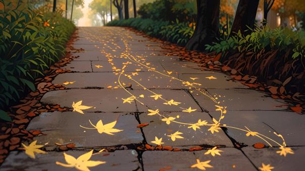 Gentle Path of Falling Leaves
