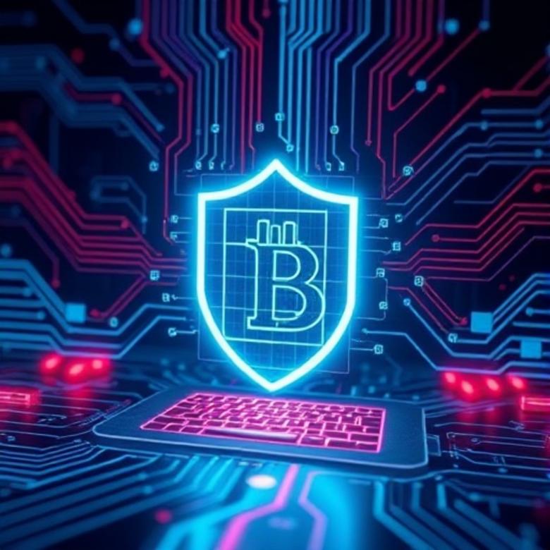 Free stock image of AI cybersecurity defense system blocking a crypto wallet breach created by William David 