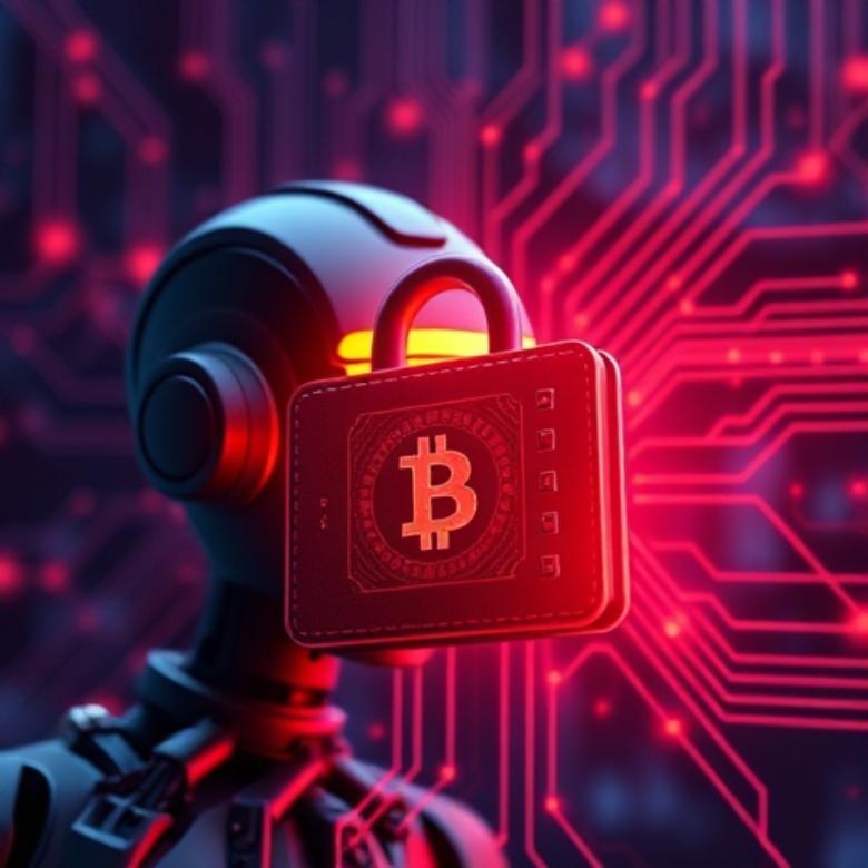 Free stock image of AI cybersecurity defense system blocking a crypto wallet breach created by William David 