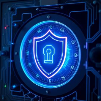 Cybersecurity shield protecting a blockchain ledger in a digital vault