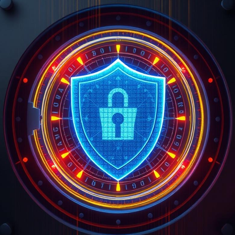 Free stock image of Cybersecurity shield protecting a blockchain ledger in a digital vault created by William David 