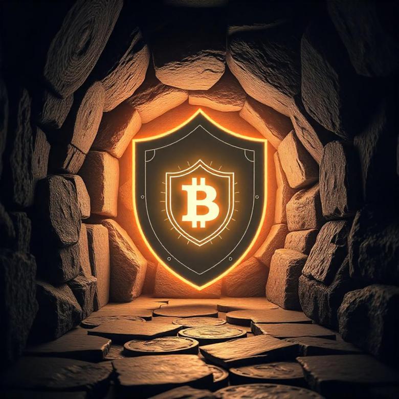 Free stock image of Cybersecurity shield protecting a blockchain ledger in a digital vault created by Adedokun Joel