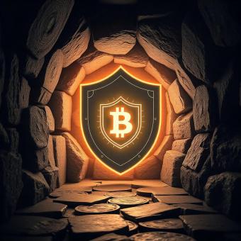 Cybersecurity shield protecting a blockchain ledger in a digital vault