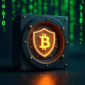 Cybersecurity shield protecting a blockchain ledger in a digital vault