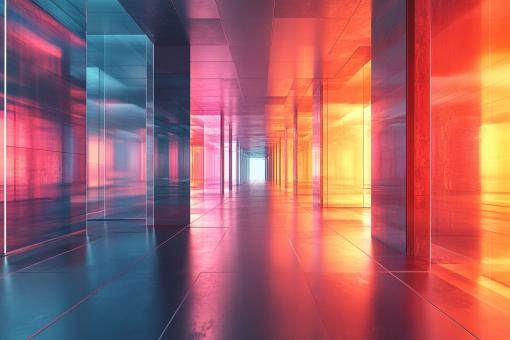 Illuminated Glass Hallway Background