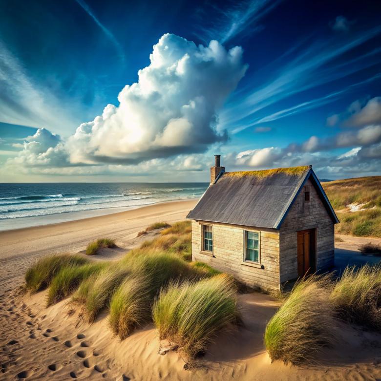 Free stock image of Cottage closed on a deserted beach created by image stock