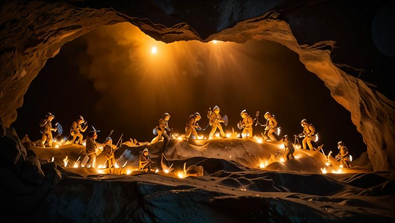 Free stock image of Miniature Spelunkers Exploring Cracked Crème Brûlée Caverns created by Infinity Focus