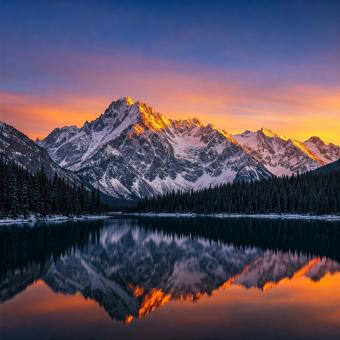 Breathtaking Natural Landscape with Mountains, Forest, and River in Da