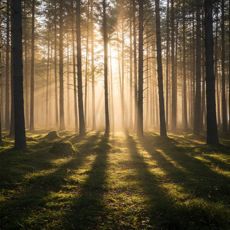 Free stock image of Breathtaking Natural Landscape with Sun Shining Through Trees created by Master Mind Genius