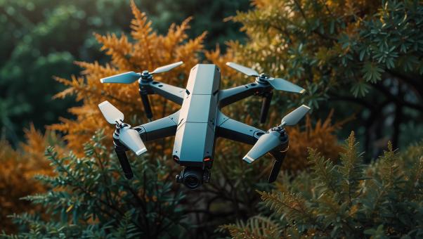 Modern Drone Flying in a Forest