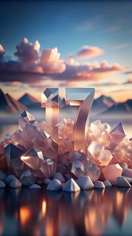 Reflective Crystal Number Seventeen Emerges From Sparkling Gemstones B