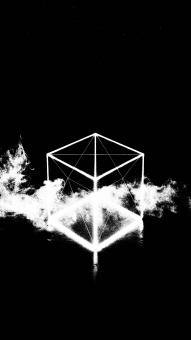 Abstract Geometric Cube With White Smoke Effect Dark Background	Abstra