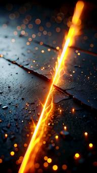 Fiery Sparks Ignite a Cracked Surface in a Dramatic Display of Energy	