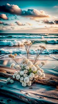 Tranquil Ocean Waves Meet Coastal Flora at Sunrise	Tranquil Ocean Wave