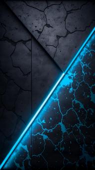 Abstract Dark Cracked Concrete Texture With Bright Blue Neon Light Dia